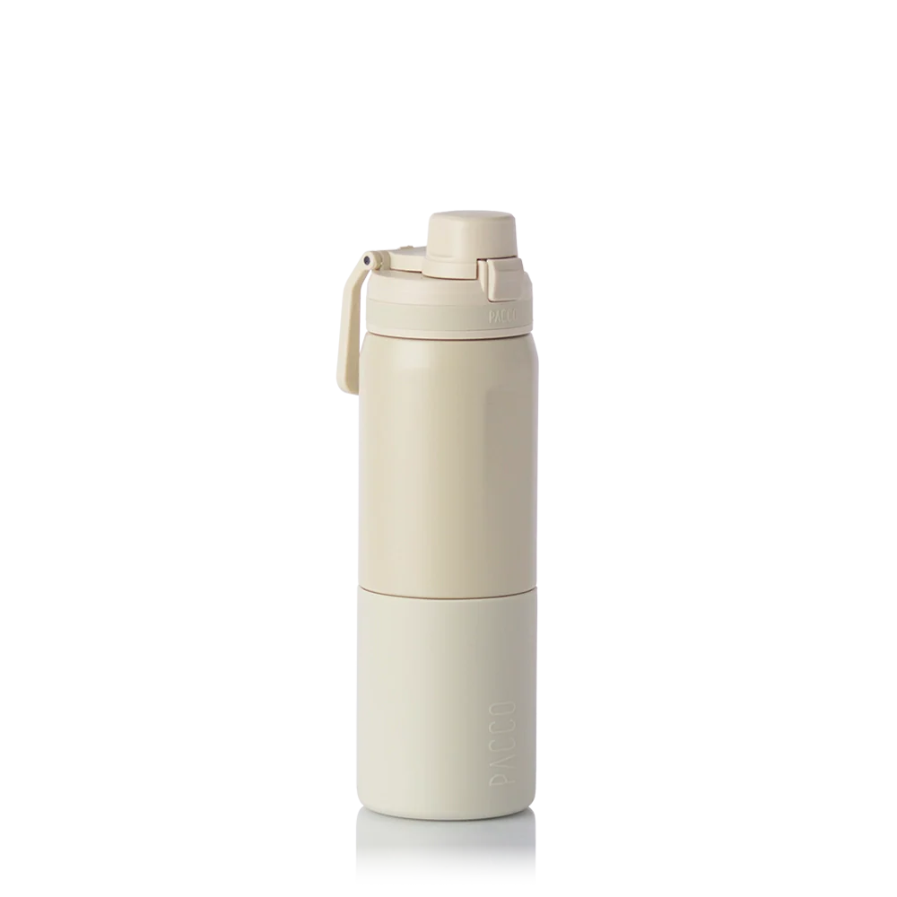 Garrafa térmica Nexa 600ml da PACCO na cor creme
