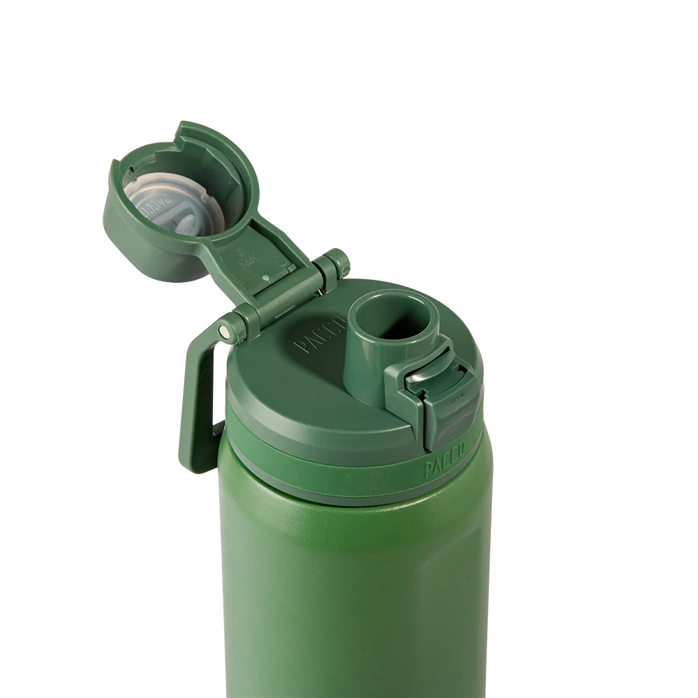 Garrafa térmica Nexa 600ml da PACCO na cor verde militar