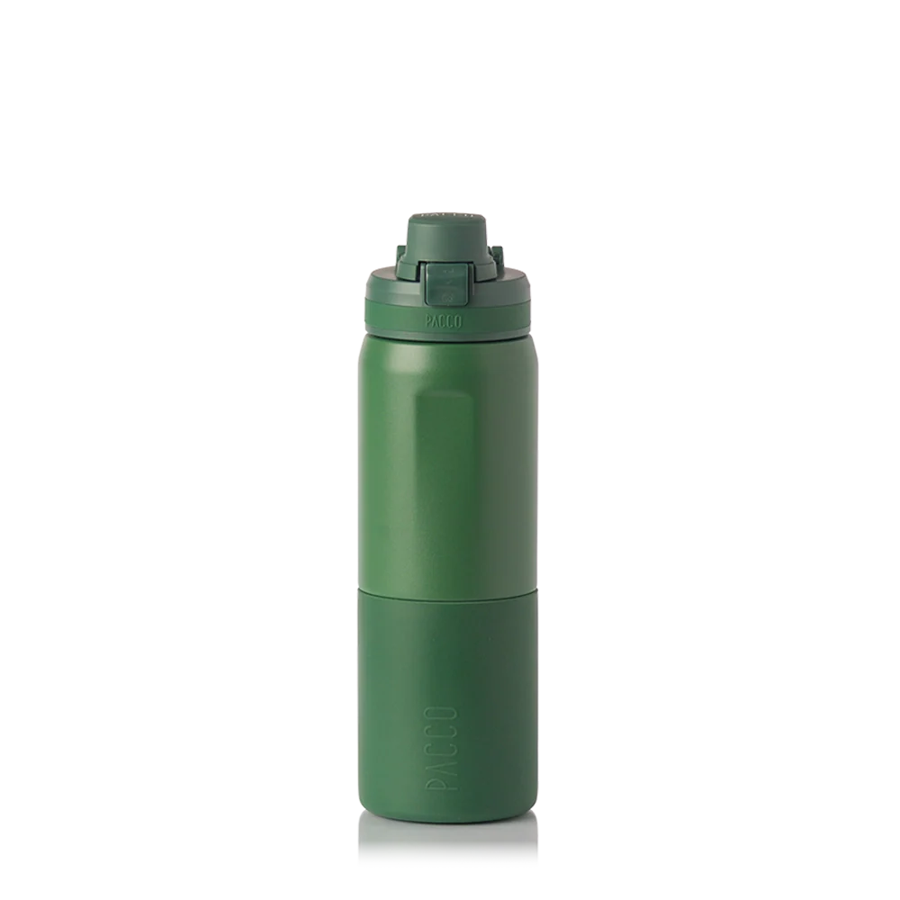 Garrafa térmica Nexa 600ml da PACCO na cor verde militar