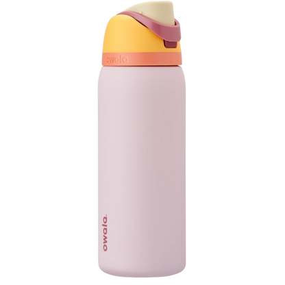 Garrafa Térmica Owala FreeSip - 946ml | 32oz rosa com tampa colorida e canudo embutido, isolamento térmico de tripla parede.