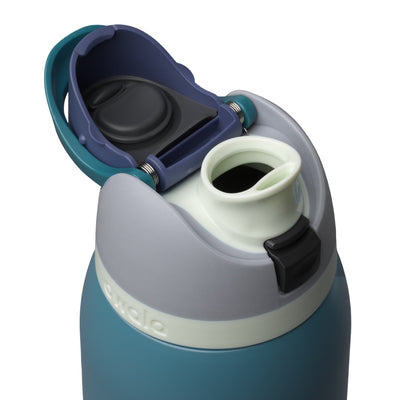 Garrafa Térmica Owala FreeSip 1180 ml (40 oz) Denim, com a tampa aberta