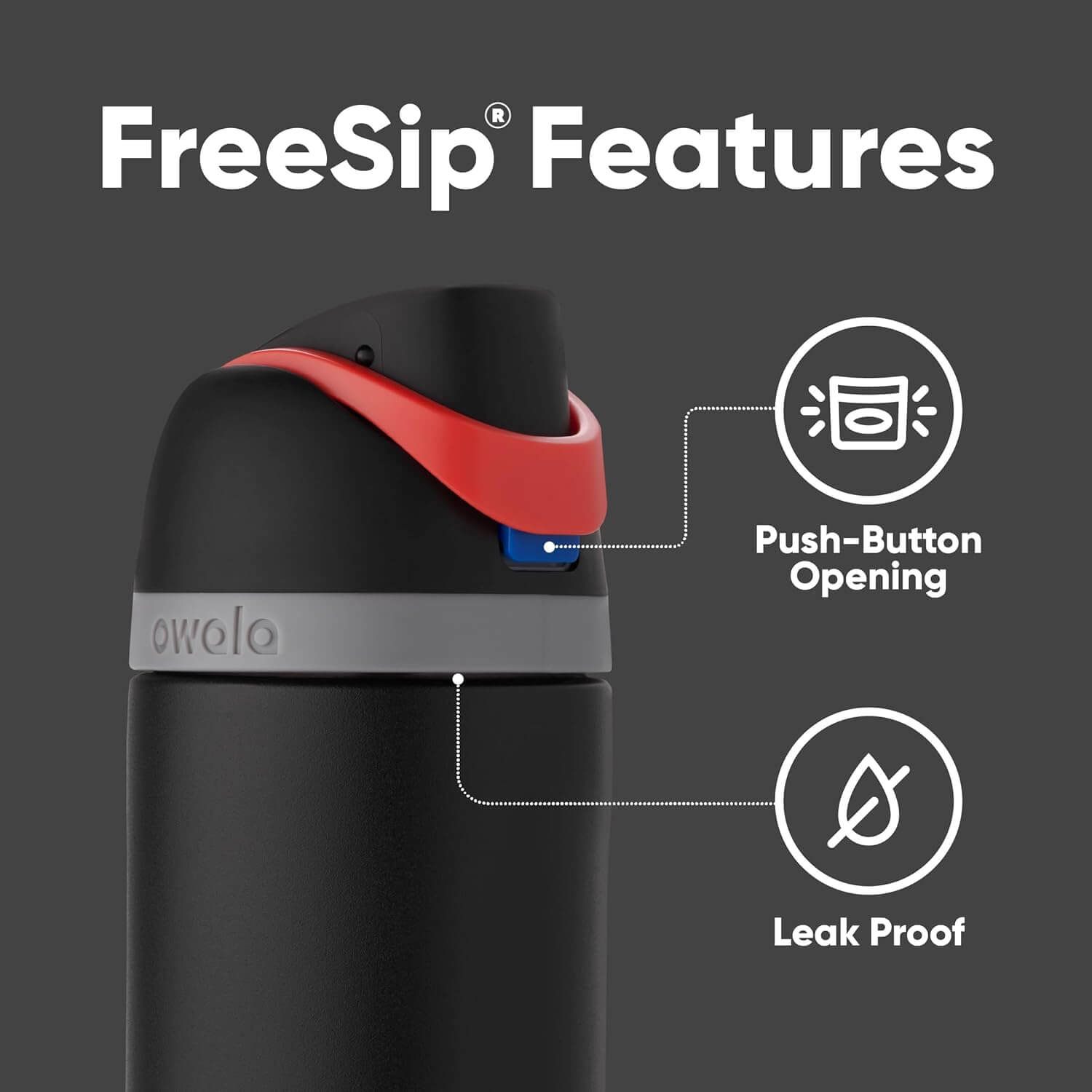 Garrafa térmica Owala FreeSip 710 ml com abertura por botão e à prova de vazamentos. Design inteligente para hidratação prática.