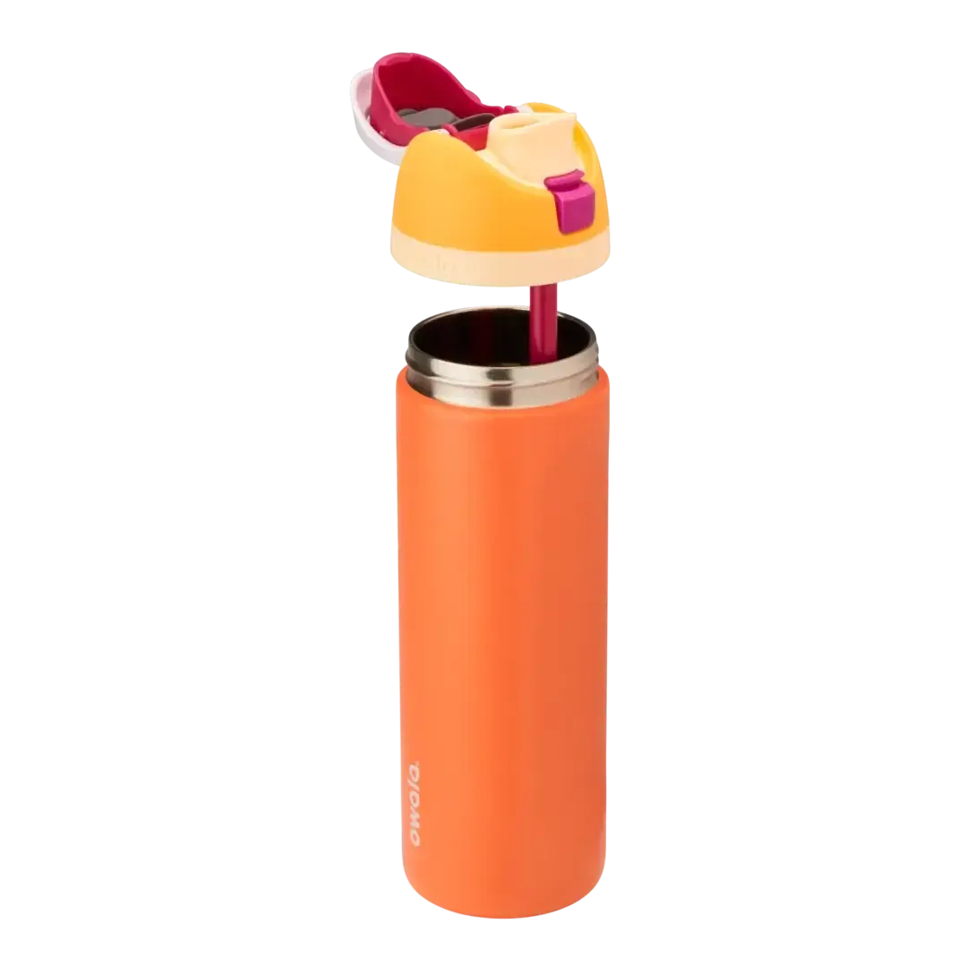 Garrafa térmica Owala FreeSip 710ml laranja com design inteligente e tampa removível para duas formas de beber.