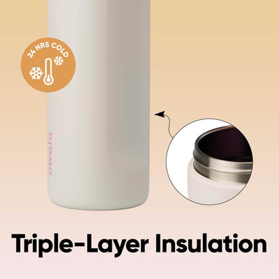 Design da Garrafa Térmica Owala FreeSip - 710ml com isolamento triplo, mantendo líquidos frios por 24 horas.