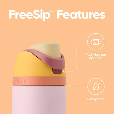 Características do Garrafa Térmica Owala FreeSip - 710ml | 24oz com tampa de abertura rápida e vedação à prova de vazamento.