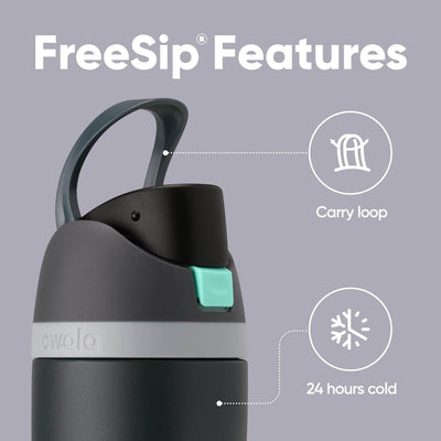 Garrafa Térmica Owala FreeSip - 710ml | 24oz com alça de transporte e capacidade de manter bebidas frias por 24 horas.