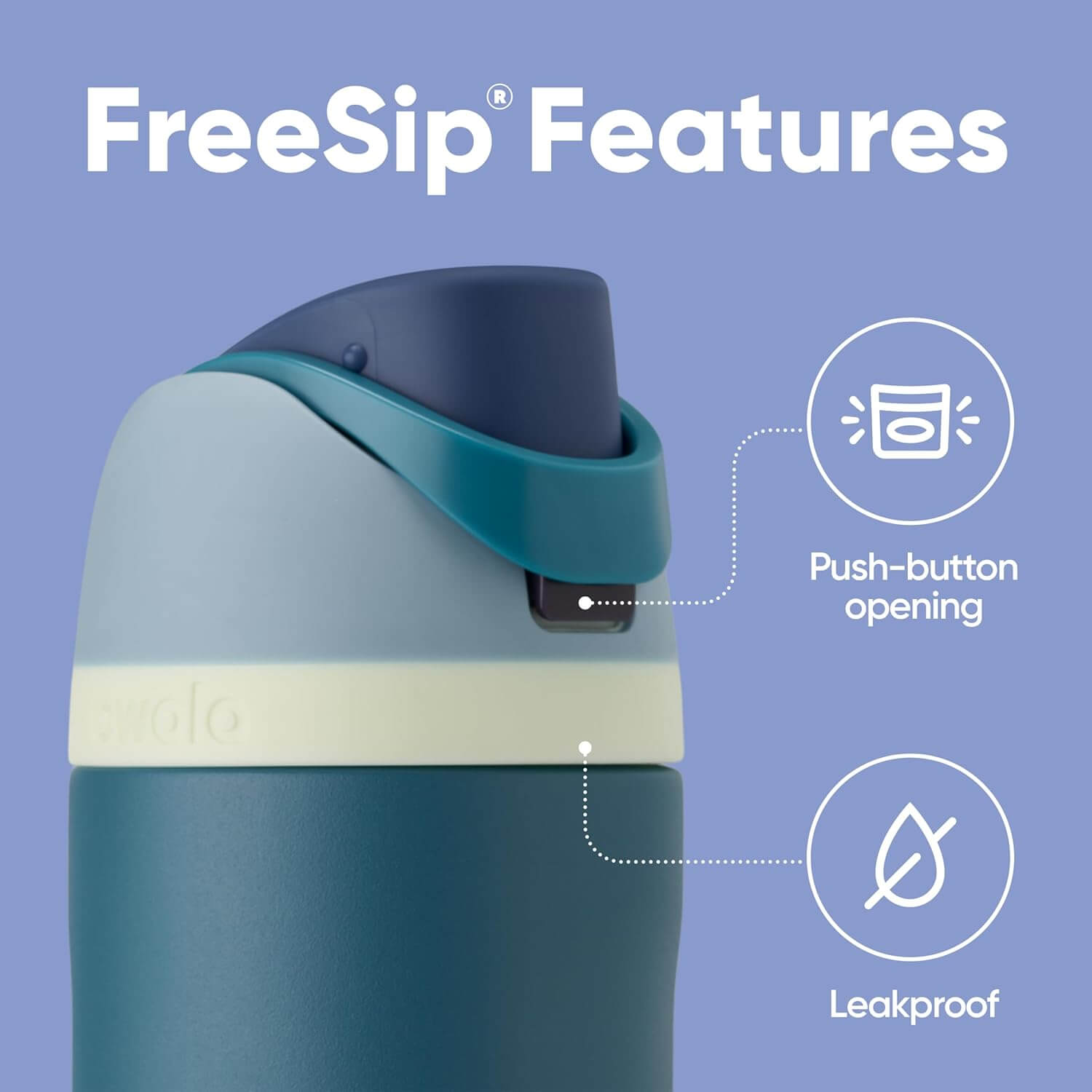 Garrafa Térmica Owala FreeSip - 710ml | 24oz com tampa de abertura rápida e design à prova de vazamentos em tom azul.