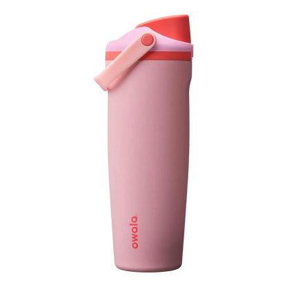 Garrafa Térmica Owala FreeSip Sway - 887ml em rosa com design moderno e tampa com trava, ideal para bebidas geladas.