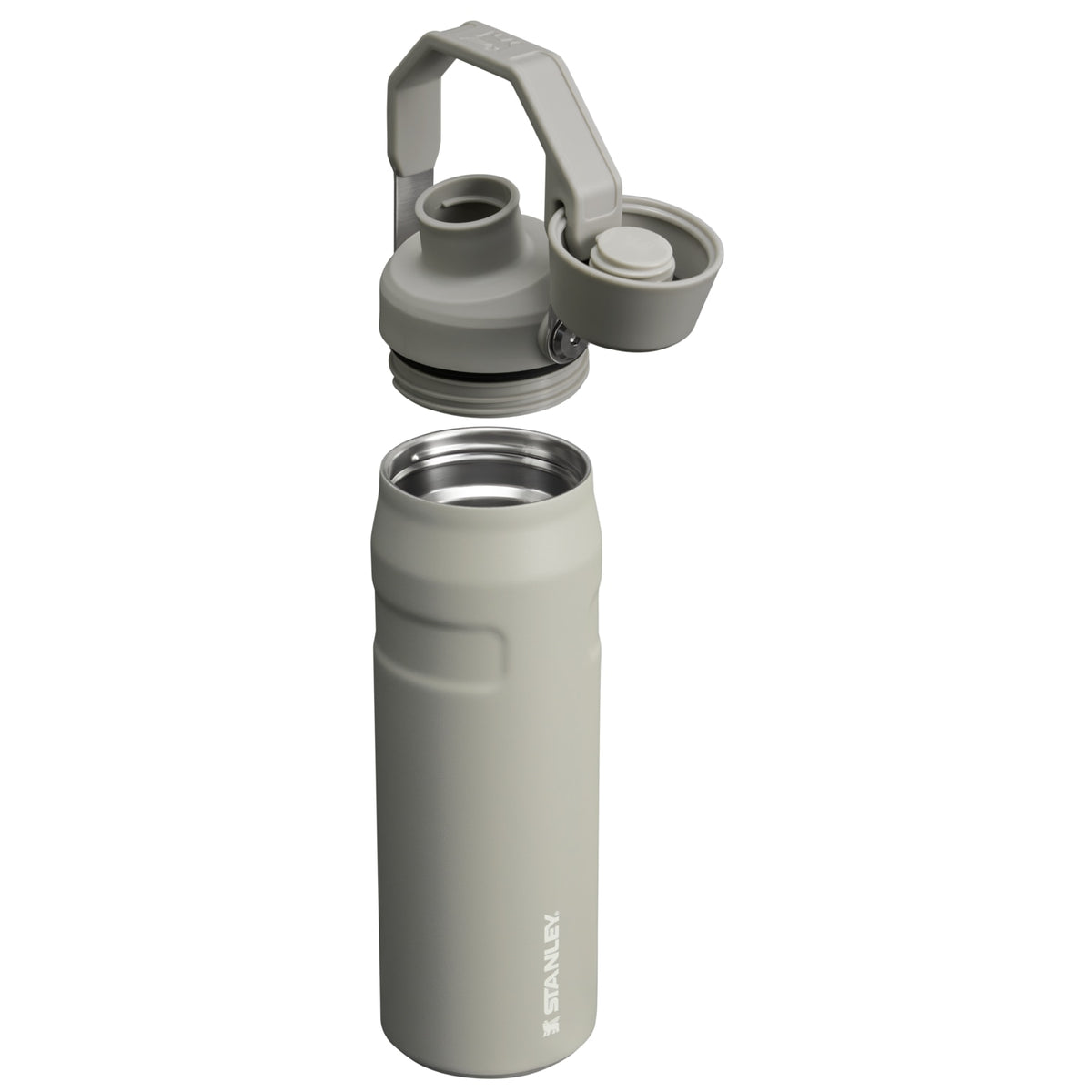 Garrafa Térmica Stanley Aerolight™ Fast Flow 710 ml Ash, com a tampa aberta