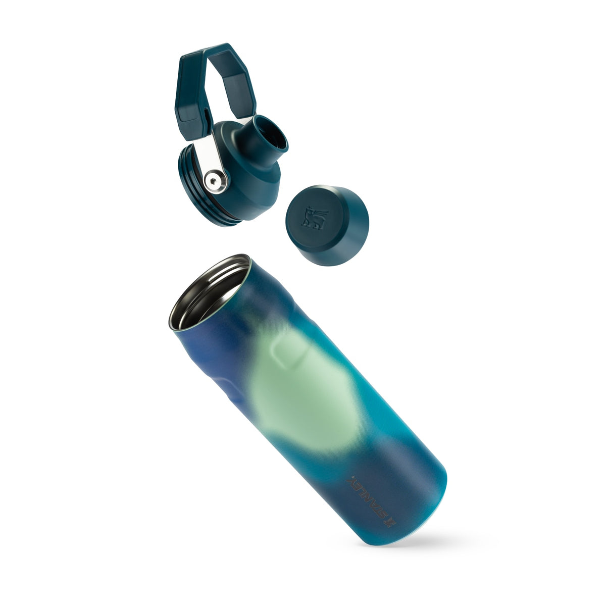 Garrafa Térmica Stanley Aerolight™ Fast Flow 710 ml Coastal Teal Motion, com a tampa aberta, foto 115 de 141