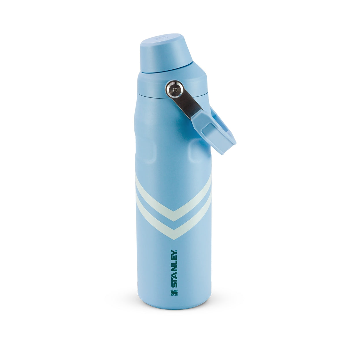 Garrafa Térmica Stanley Aerolight™ Fast Flow 710 ml Cornflower Chevron, vista frontal com tampa fechada