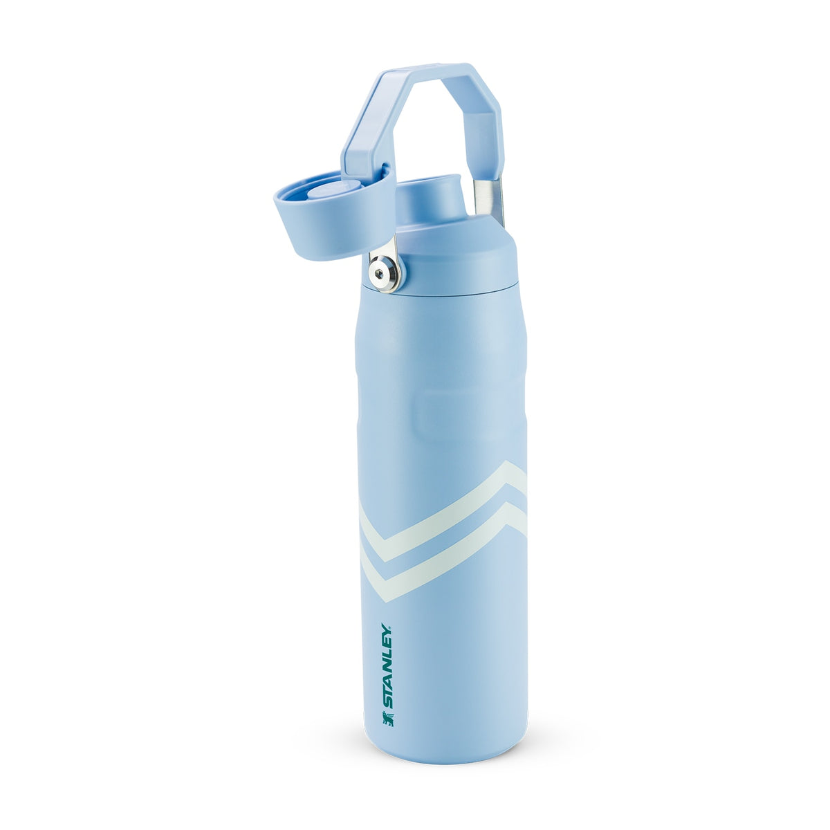 Garrafa Térmica Stanley Aerolight™ Fast Flow 710 ml Cornflower Chevron, com a tampa aberta, foto 140 de 141