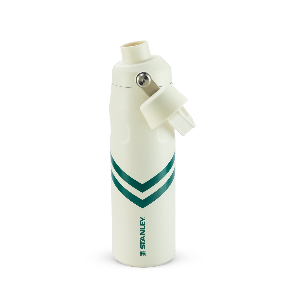 Garrafa Térmica Stanley Aerolight™ Fast Flow 710 ml Cream Chevron, com a tampa aberta