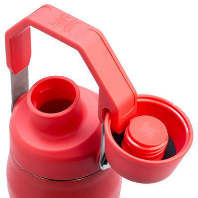 Garrafa Térmica Stanley Aerolight™ Fast Flow 710 ml Hot Coral, com a tampa aberta