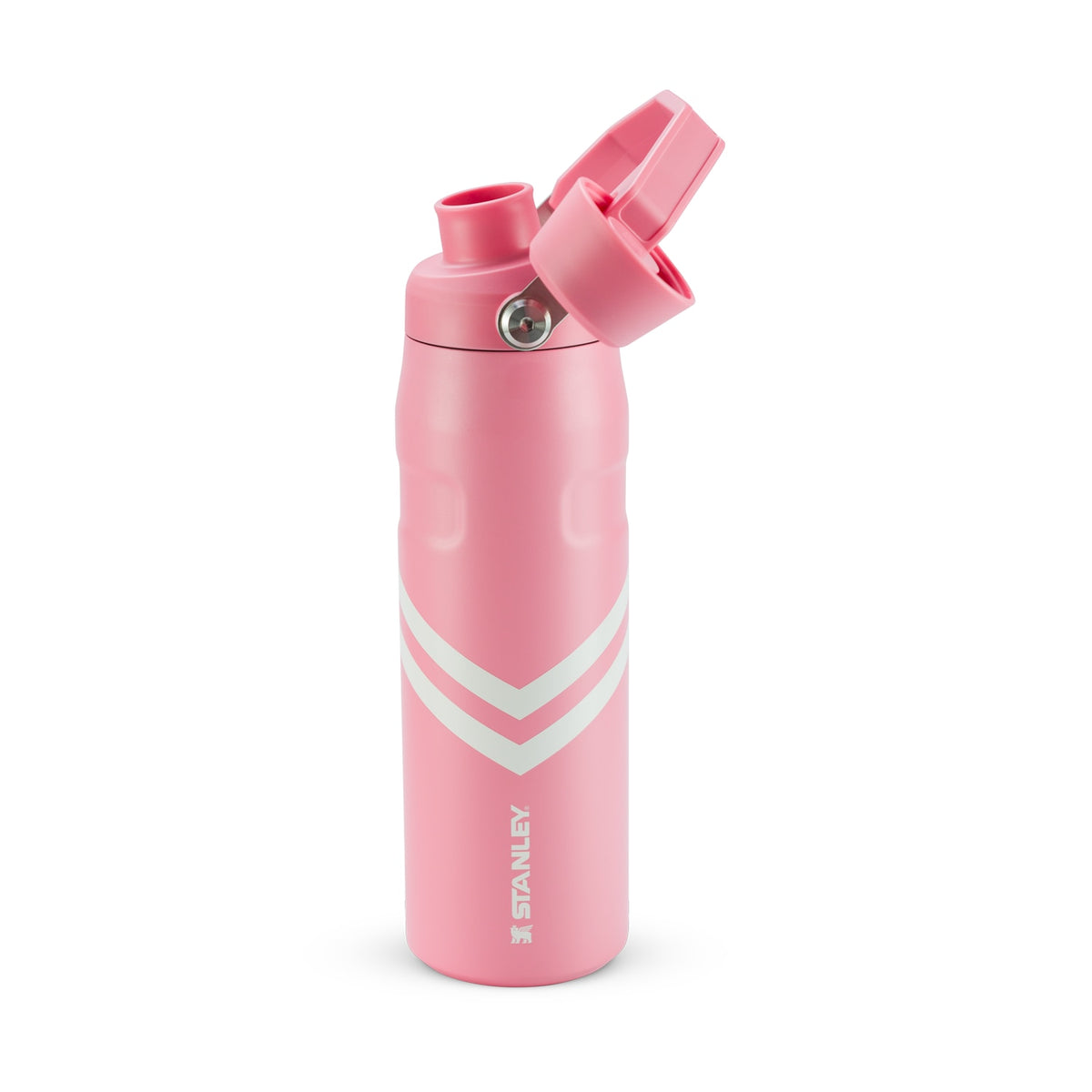 Garrafa Térmica Stanley Aerolight™ Fast Flow 710 ml Plumeria Chevron, com a tampa aberta