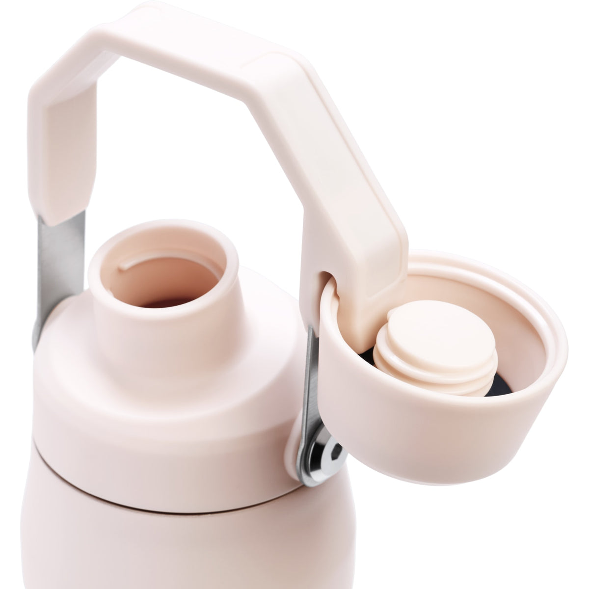 Garrafa Térmica Stanley Aerolight™ Fast Flow 710 ml Rose Quartz, com a tampa aberta