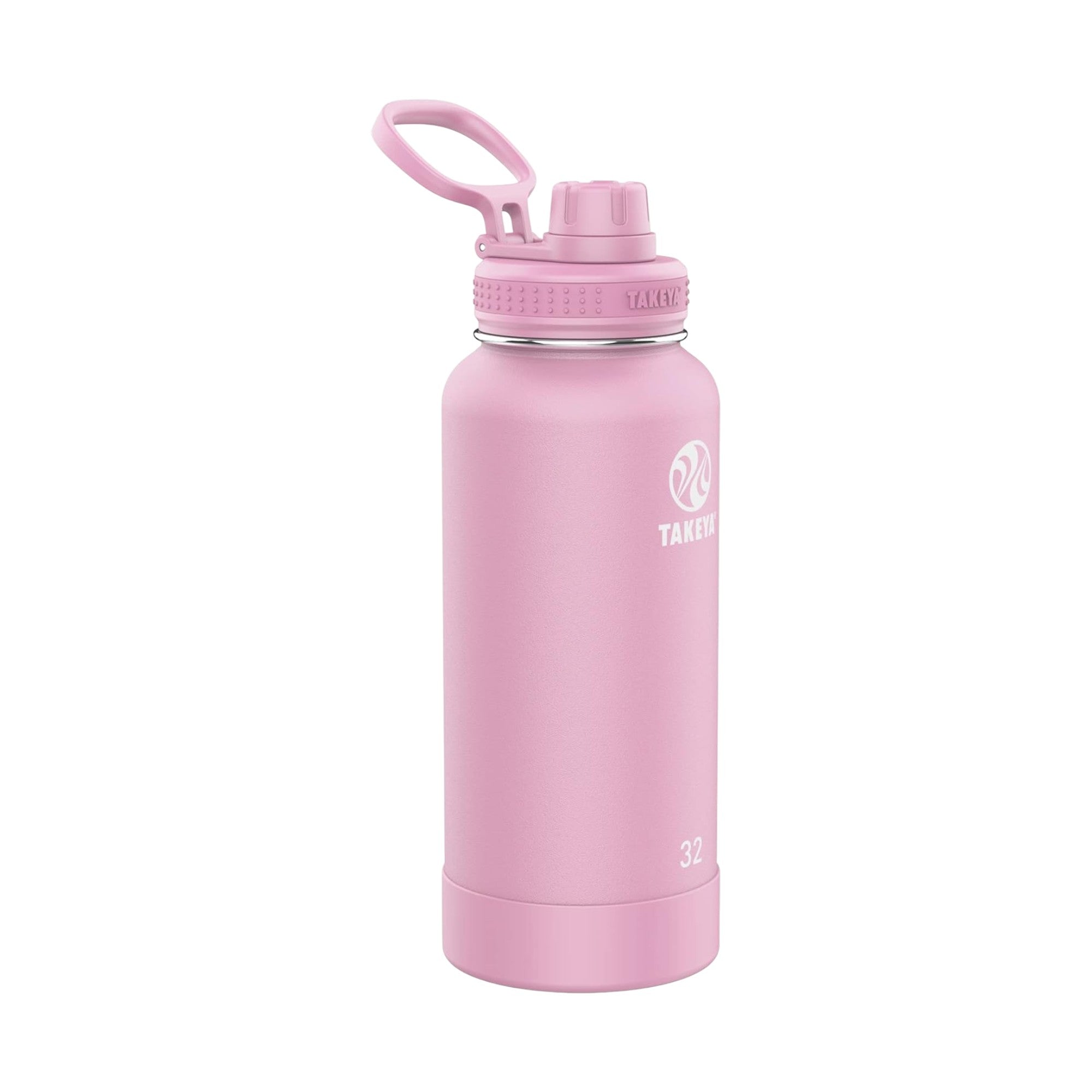 Garrafa Térmica Takeya Actives 946ml em aço inoxidável rosa com isolamento térmico para bebidas geladas.