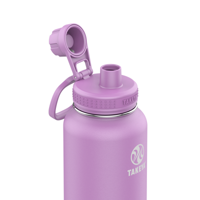 Garrafa Térmica Takeya Actives 946ml em cor lilás com tampa rosqueável para manter bebidas geladas e frescas por muito tempo.