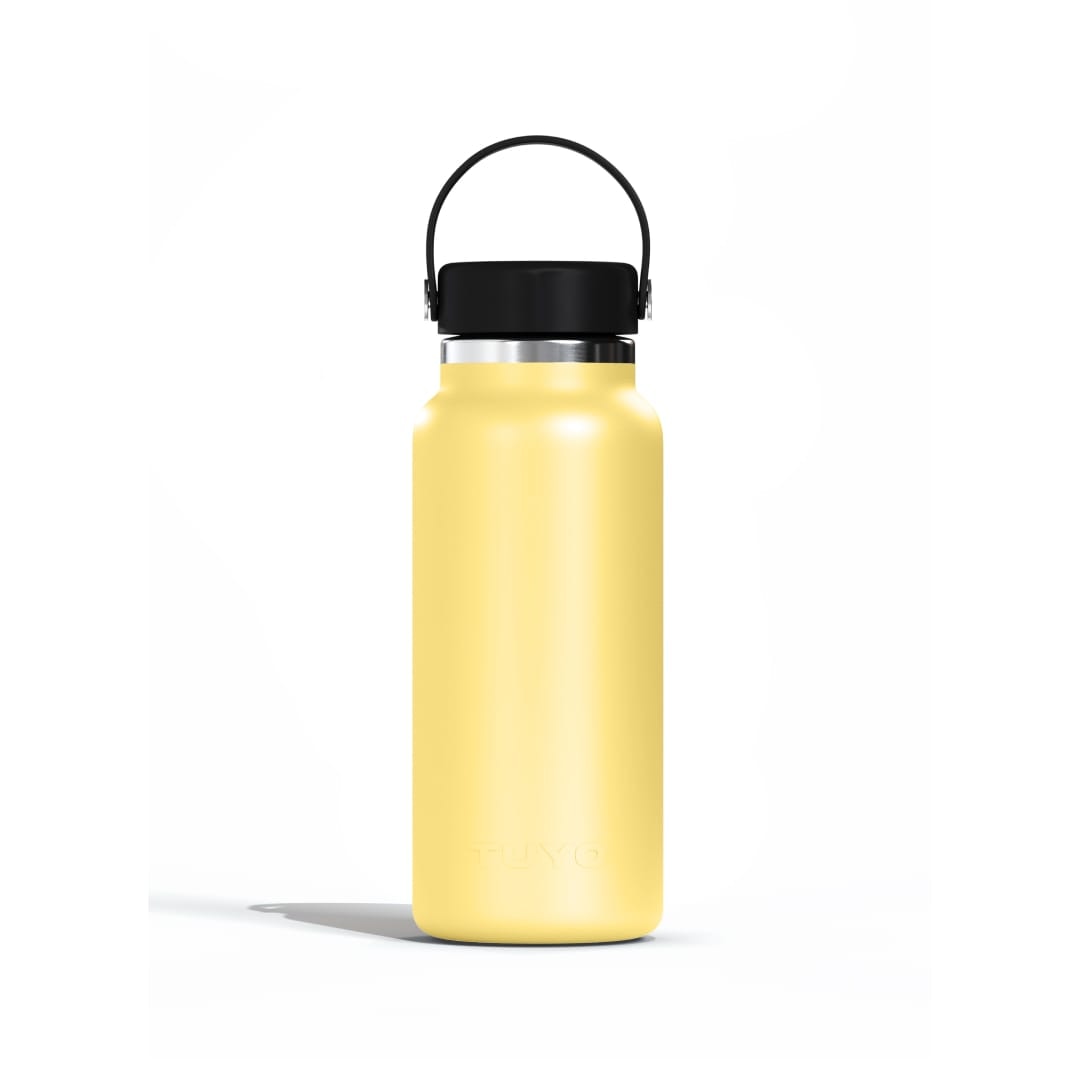 Garrafa Térmica Tuyo 1000 ml Amarelo Manteiga, vista frontal com tampa fechada, foto 57 de 92