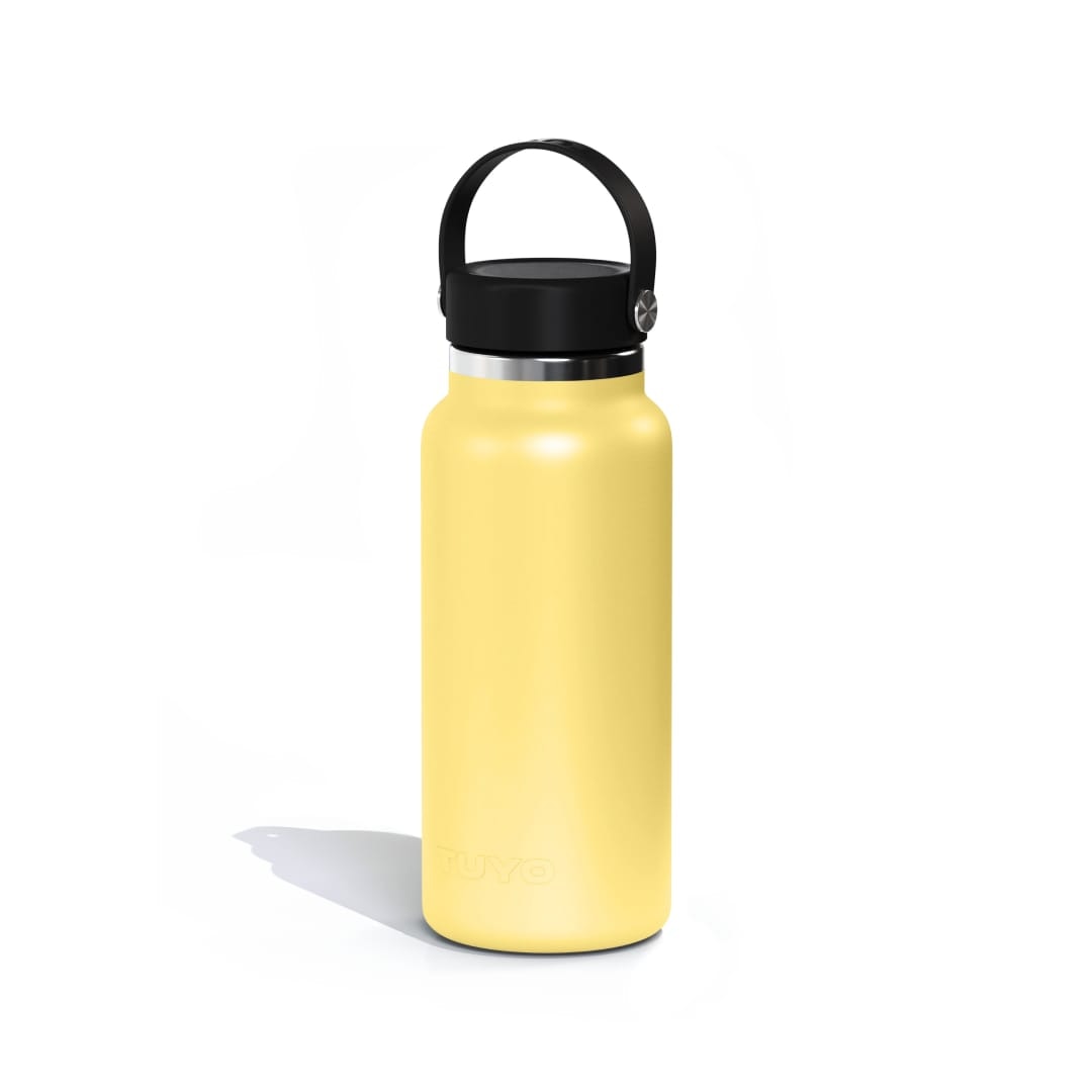 Garrafa Térmica Tuyo 1000 ml Amarelo Manteiga, vista frontal com tampa fechada, foto 58 de 92
