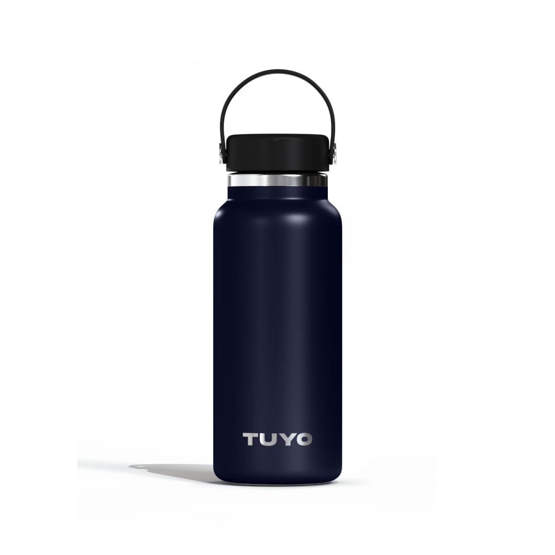 Garrafa Térmica Tuyo 1000 ml Azul Marinho, vista frontal com tampa fechada