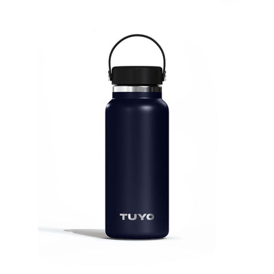 Garrafa Térmica Tuyo 1000 ml Azul Marinho, vista frontal com tampa fechada