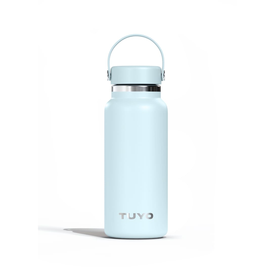 Garrafa Térmica Tuyo 1000 ml Azul Névoa, vista frontal com tampa fechada