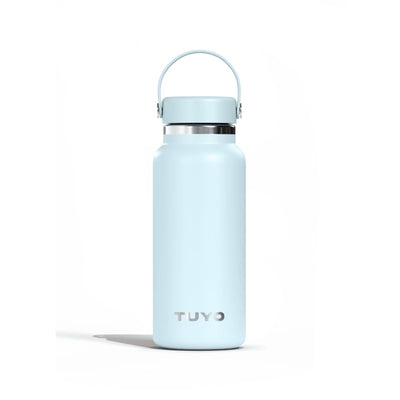 Garrafa Térmica Tuyo 1000 ml Azul Névoa, vista frontal com tampa fechada