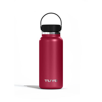 Garrafa Térmica Tuyo 1000 ml Bordô, vista frontal com tampa fechada