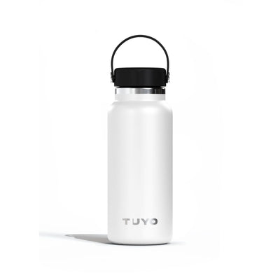 Garrafa Térmica Tuyo 1000 ml Branca, vista frontal com tampa fechada
