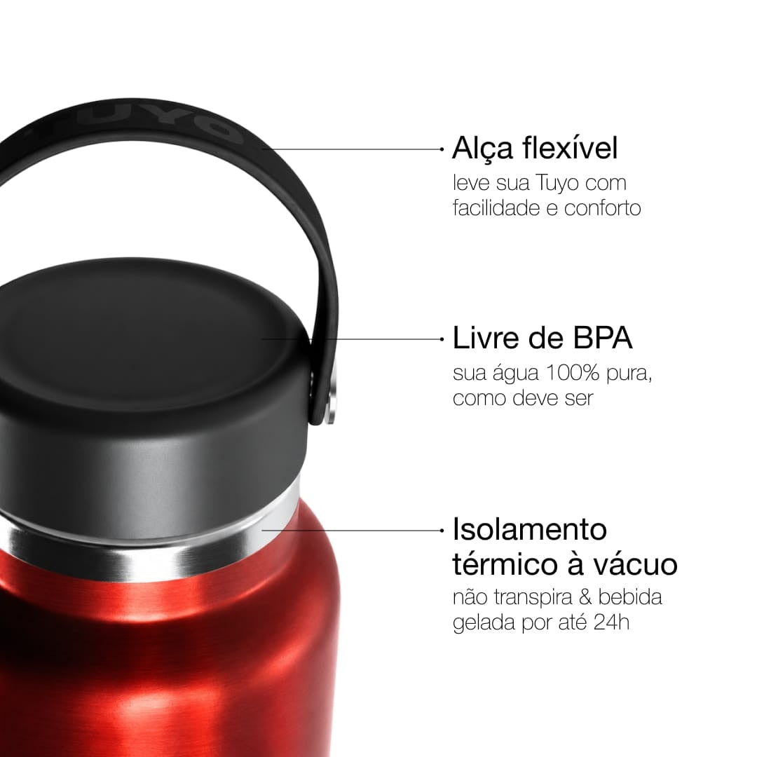Garrafa Térmica Tuyo 1000 ml Ferrugem Metálico, infográfico com as características