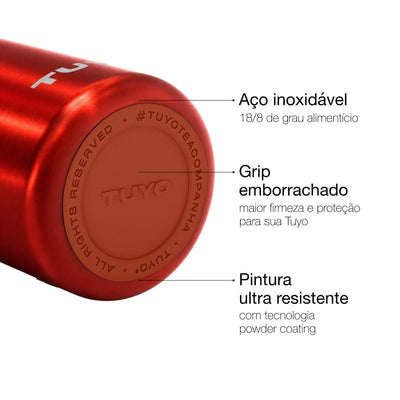 Garrafa Térmica Tuyo 1000 ml Ferrugem Metálico, infográfico com as características, foto 90 de 92
