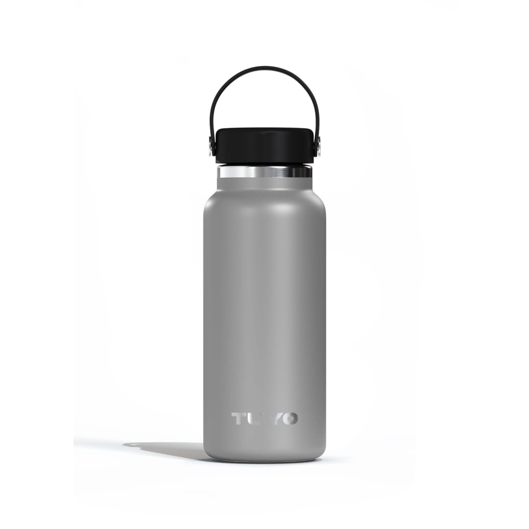 Garrafa Térmica Tuyo 1000 ml Grafite, vista frontal com tampa fechada