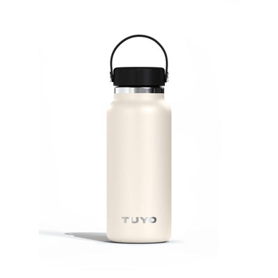 Garrafa Térmica Tuyo 1000 ml Off White, vista frontal com tampa fechada