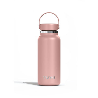 Garrafa Térmica Tuyo 1000 ml Rosa Taupe, vista frontal com tampa fechada