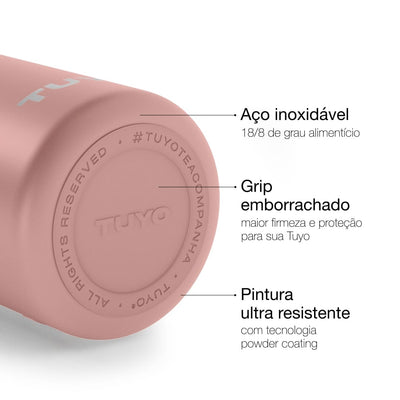 Garrafa Térmica Tuyo 1000 ml Rosa Taupe, infográfico com as características, foto 5 de 92