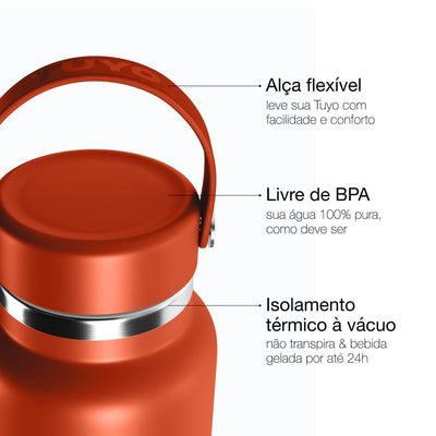 Garrafa Térmica Tuyo 1000 ml Terracota, infográfico com as características