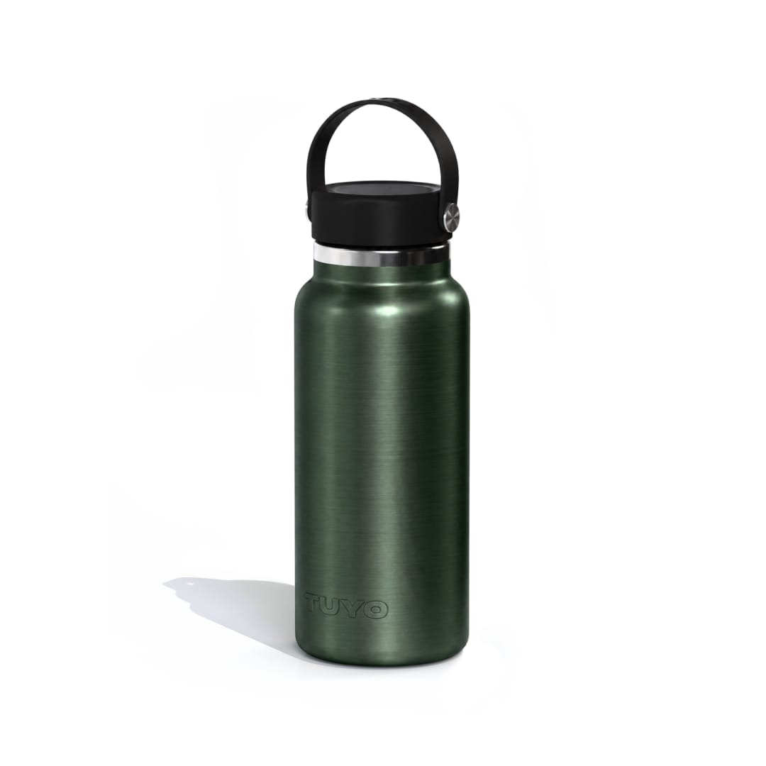 Garrafa Térmica Tuyo 1000 ml Verde Metálico, vista frontal com tampa fechada, foto 83 de 92