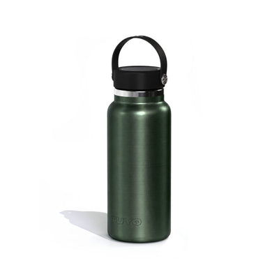 Garrafa Térmica Tuyo 1000 ml Verde Metálico, vista frontal com tampa fechada, foto 83 de 92