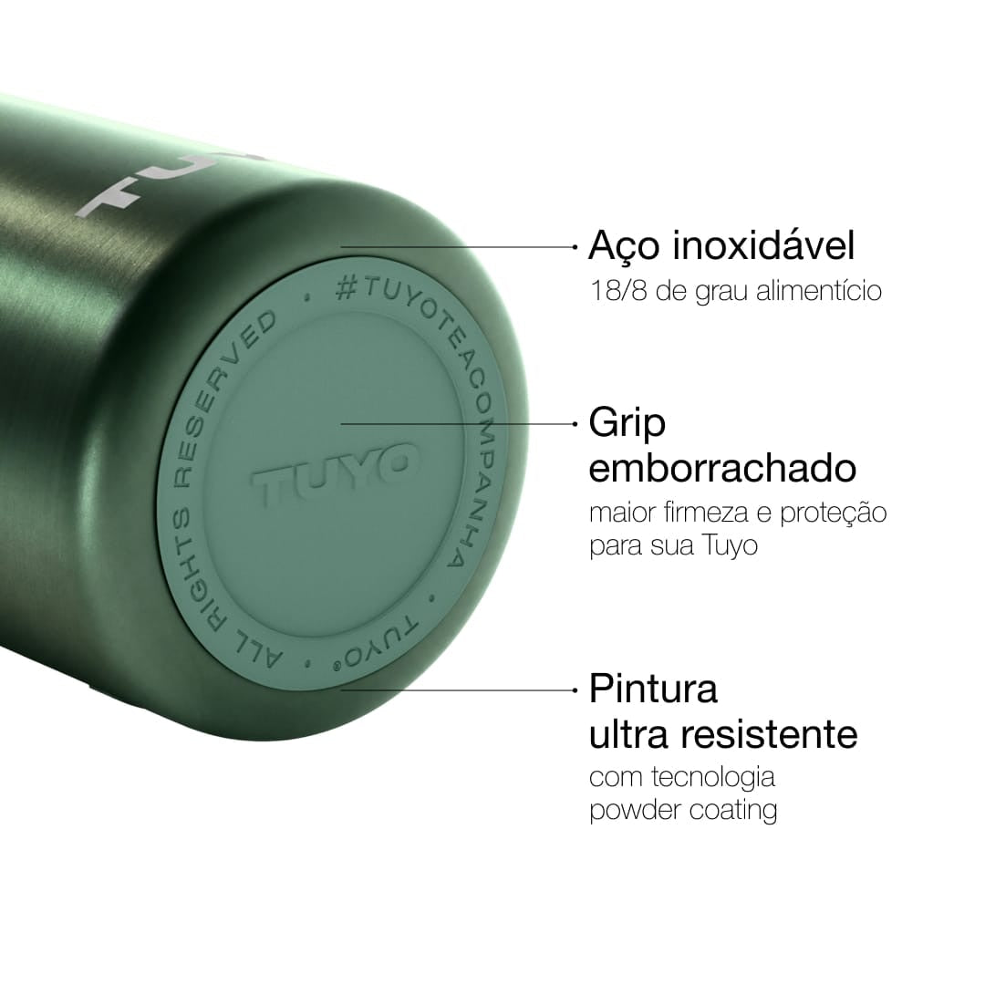 Garrafa Térmica Tuyo 1000 ml Verde Metálico, infográfico com as características, foto 85 de 92