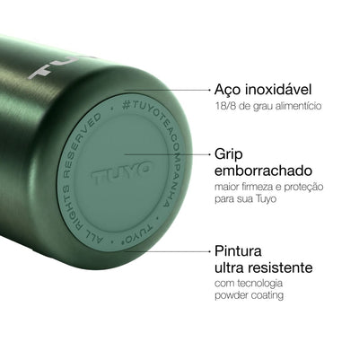 Garrafa Térmica Tuyo 1000 ml Verde Metálico, infográfico com as características, foto 85 de 92