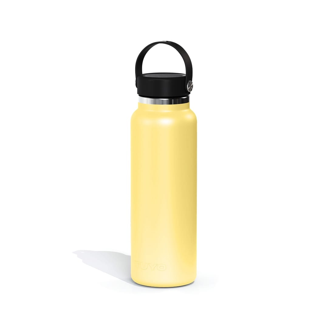 Garrafa Térmica Tuyo 1200 ml Amarelo Manteiga, vista frontal com tampa fechada, foto 63 de 92