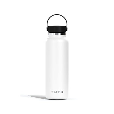 Garrafa Térmica Tuyo 1200 ml Branca, vista frontal com tampa fechada