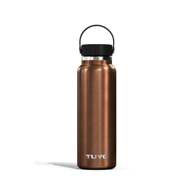 Garrafa Térmica Tuyo 1200 ml Marrom Metálico, vista frontal com tampa fechada