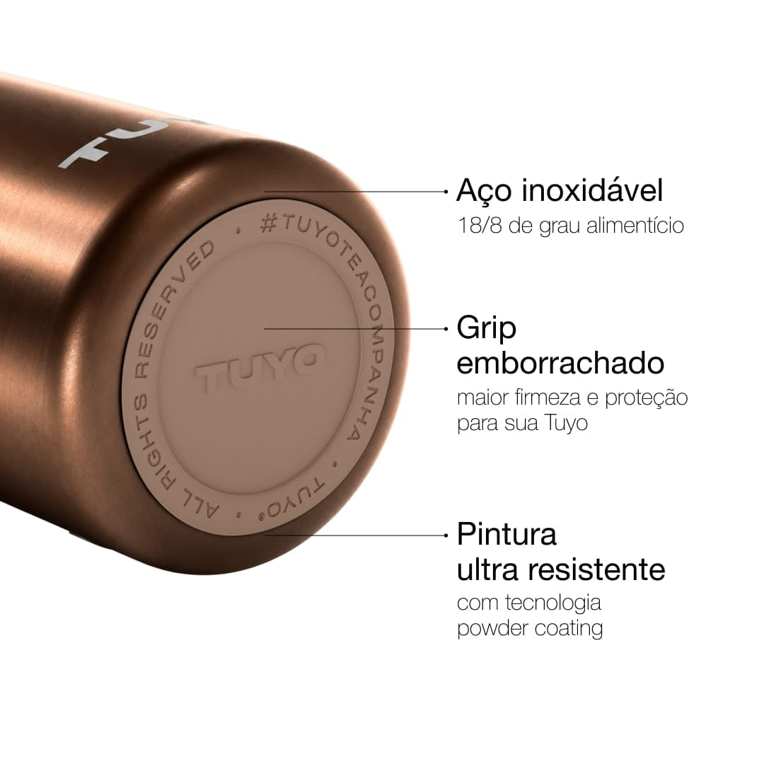 Garrafa Térmica Tuyo 1200 ml Marrom Metálico, infográfico com as características, foto 85 de 92