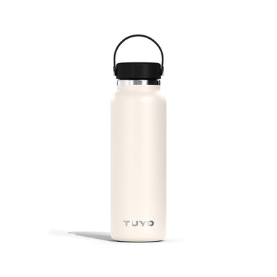 Garrafa Térmica Tuyo 1200 ml Off White, vista frontal com tampa fechada