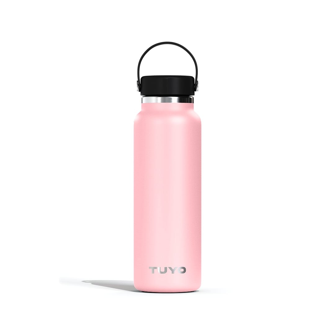 Garrafa Térmica Tuyo 1200 ml Rosa bebê, vista frontal com tampa fechada