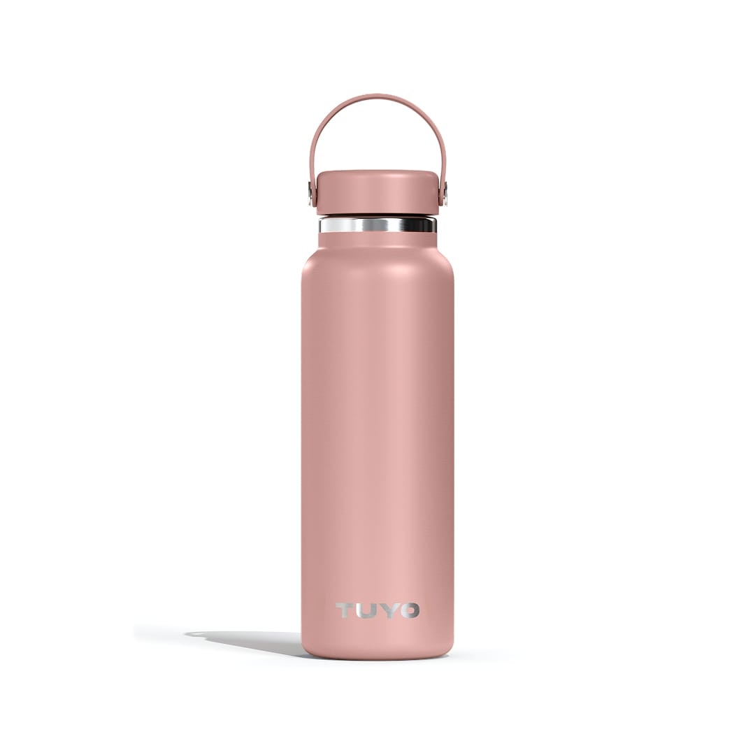 Garrafa Térmica Tuyo 1200 ml Rosa Taupe, vista frontal com tampa fechada