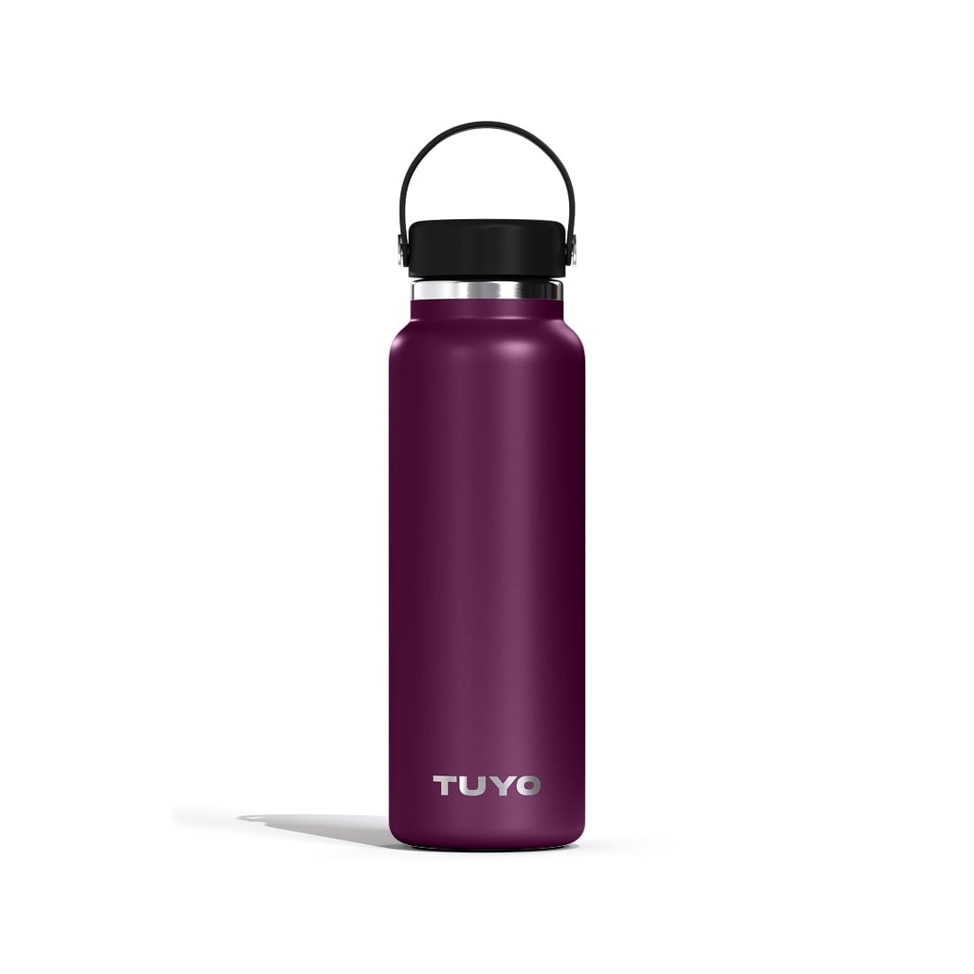 Garrafa Térmica Tuyo 1200 ml Roxa, vista frontal com tampa fechada