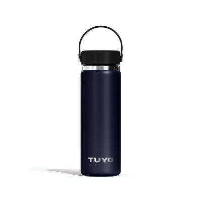Garrafa Térmica Tuyo 600 ml Azul Marinho, vista frontal com tampa fechada